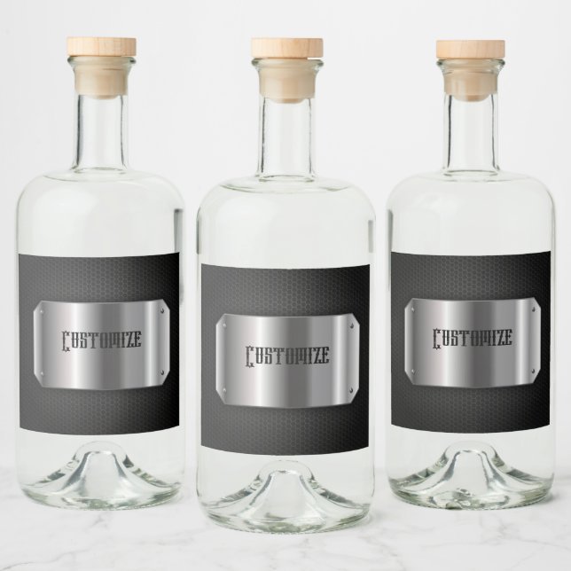 Étiquettes Pour Bouteilles De Liqueur Noir Et Acier (Bouteilles)