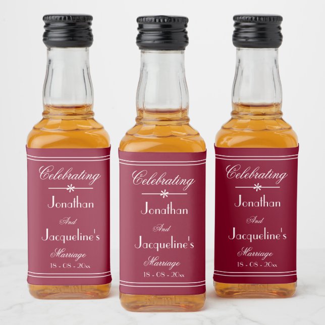 Étiquettes Pour Bouteilles De Liqueur Noms de mariage personnalisés élégants Bourgogne M (Bouteilles)