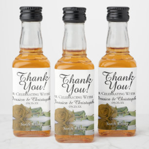Étiquettes Pour Bouteilles De Liqueur Or Ochre reflétant le Mariage Rose Merci Mini