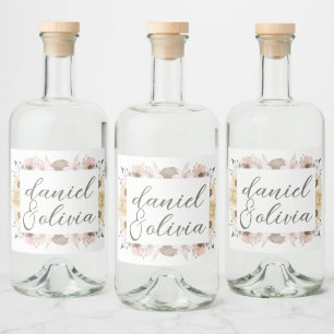 Étiquettes Pour Bouteilles De Liqueur Pastel Color Floral Mariage