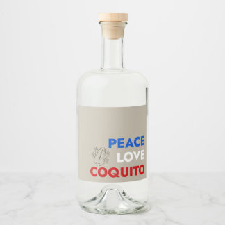 Étiquettes Pour Bouteilles De Liqueur Peace Love Coquito Bottle Label 3.5"x4"