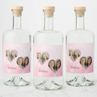 Étiquettes Pour Bouteilles De Liqueur Personalized Sisters Heart-Shaped Photo Label