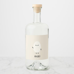 Étiquettes Pour Bouteilles De Liqueur personnage de riz mignon minimal kawaii drôle desi