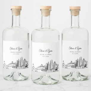 Étiquettes Pour Bouteilles De Liqueur Personnalisation minimaliste du Mariage Miami