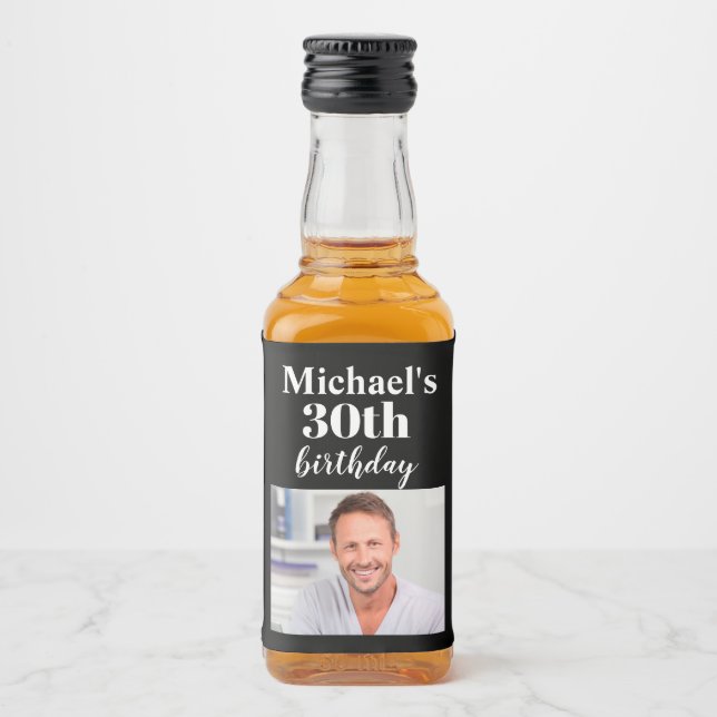 Étiquettes Pour Bouteilles De Liqueur Personnalisé 30e anniversaire de fête Mini Liquor  (Devant)