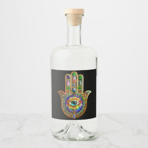 Étiquettes Pour Bouteilles De Liqueur Pétales de fleurs colorées Turquoise Troisième oei