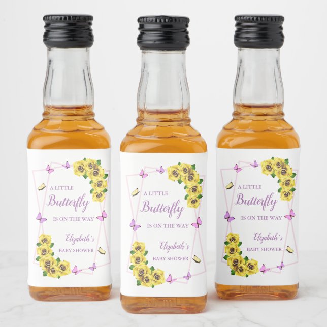 Étiquettes Pour Bouteilles De Liqueur Petit Baby shower papillon (Bouteilles)
