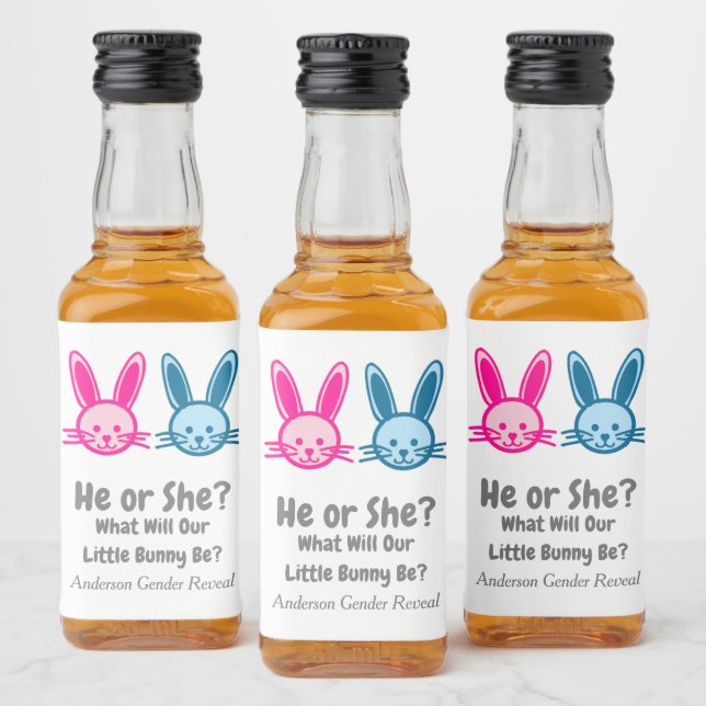 Étiquettes Pour Bouteilles De Liqueur Petit Bunny Gender Reveal (Bouteilles)