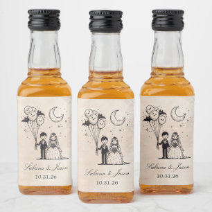 Étiquettes Pour Bouteilles De Liqueur Petit couple éffrayant