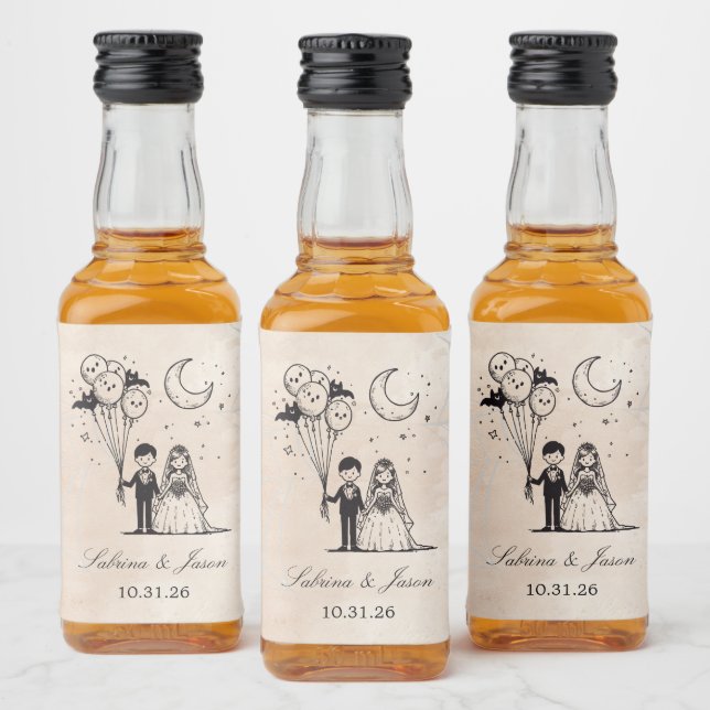 Étiquettes Pour Bouteilles De Liqueur Petit couple éffrayant (Bouteilles)