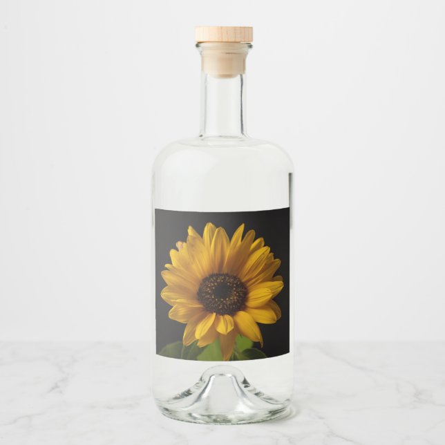Étiquettes Pour Bouteilles De Liqueur Photos de tournesol en verre vieil esprit (Devant)