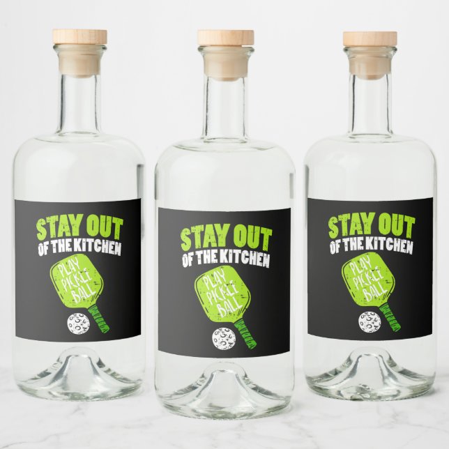 Étiquettes Pour Bouteilles De Liqueur Pickleball - Restez Hors De La Cuisine (Bouteilles)