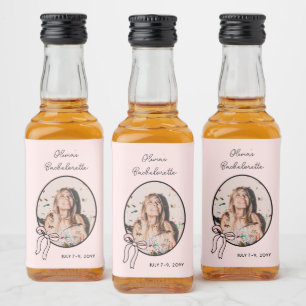 Étiquettes Pour Bouteilles De Liqueur Pink Girly Bows & Baby Bachelorette Personnalisé M