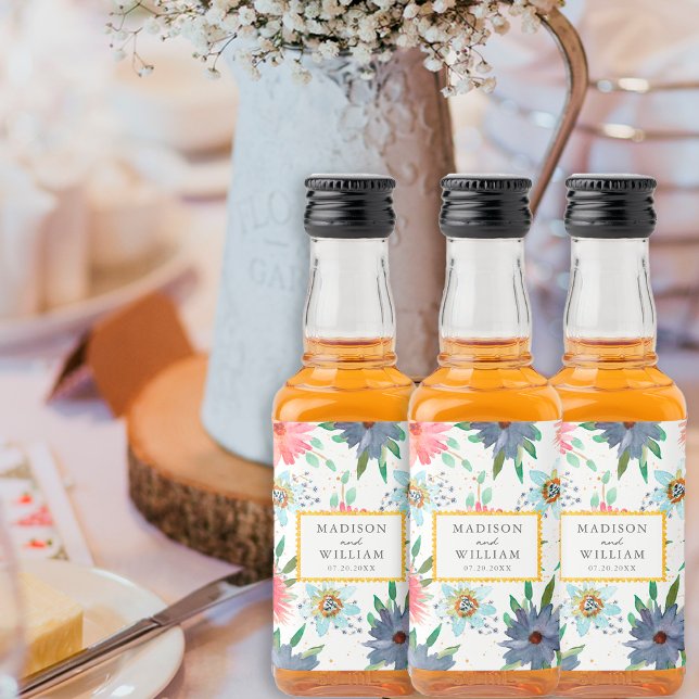 Étiquettes Pour Bouteilles De Liqueur Printemps Boho Chic Verdure Fleur sauvage Mariage  (Créateur téléchargé)