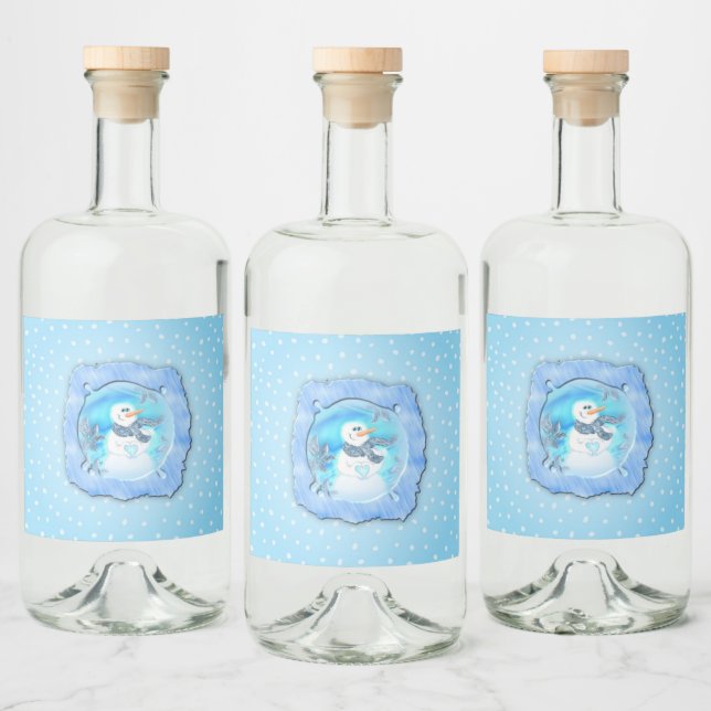 Étiquettes Pour Bouteilles De Liqueur Quelqu'Un T'Aime Un Snowman Émotionnel (Bouteilles)
