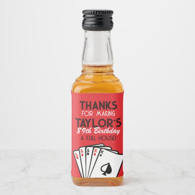 Étiquettes Pour Bouteilles De Liqueur Red Casino Poker Anniversaire Favoriser (Devant)