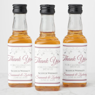 Étiquettes Pour Bouteilles De Liqueur Rose Dusty Élégant simple Merci Mariage Mini