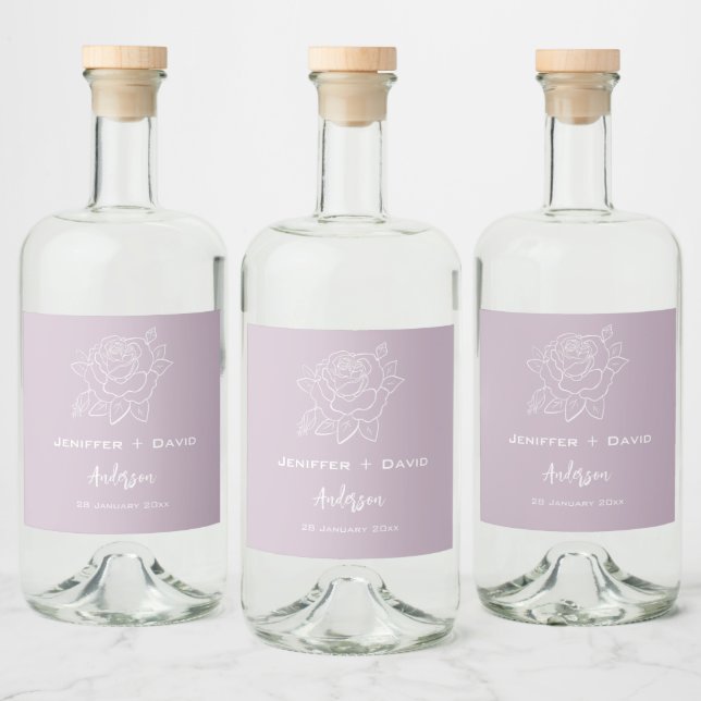 Étiquettes Pour Bouteilles De Liqueur Rose Esquisse Mariage/Fête des mariées personnalis (Bouteilles)