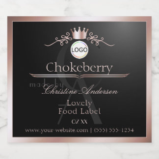 Étiquettes Pour Bouteilles De Liqueur Rose Gold Frame Logo Monogram Etiquette Produit No