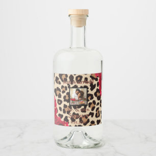 Étiquettes Pour Bouteilles De Liqueur Rose rouge Poster de animal moderne "Juste mariée"