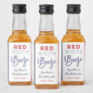 Étiquettes Pour Bouteilles De Liqueur Rouge Blanc Et Alcool USA Faveur de fête de Bachel