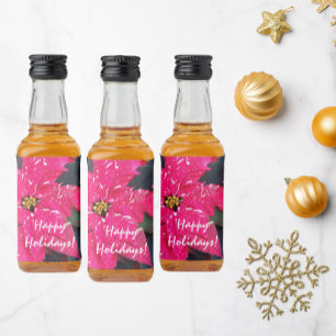 Étiquettes Pour Bouteilles De Liqueur Rouge Varié Poinsettias Holiday