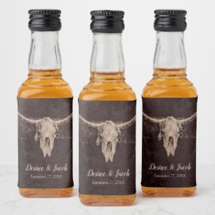 Étiquettes Pour Bouteilles De Liqueur Rustique Taureau Mariage Pays Texture occidentale