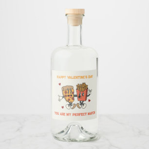 Étiquettes Pour Bouteilles De Liqueur Saint-Valentin "Match de pizza et de pommes de ter