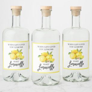 Étiquettes Pour Bouteilles De Liqueur Script de brosse moderne Limoncello Lemons
