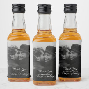 Étiquettes Pour Bouteilles De Liqueur Script moderne photo Mariage minimaliste