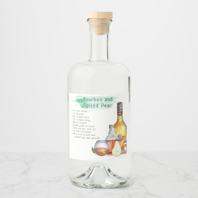 Étiquettes Pour Bouteilles De Liqueur Signature Cocktail Recette Mariage Faveur Étiquett (Devant)