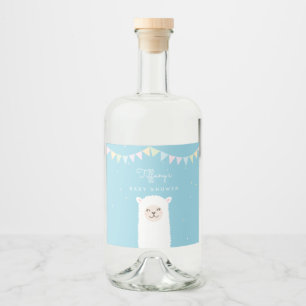 Étiquettes Pour Bouteilles De Liqueur Simple Elegant Doux Alpaca Llama Baby shower garço