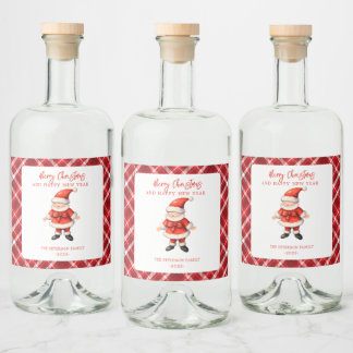 Étiquettes Pour Bouteilles De Liqueur Simple Santa Clause Rouge Noël