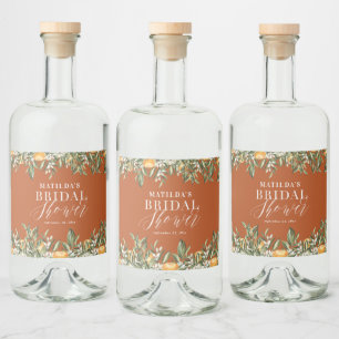 Étiquettes Pour Bouteilles De Liqueur Soirée de douche de mariée aux agrumes d'orange ru