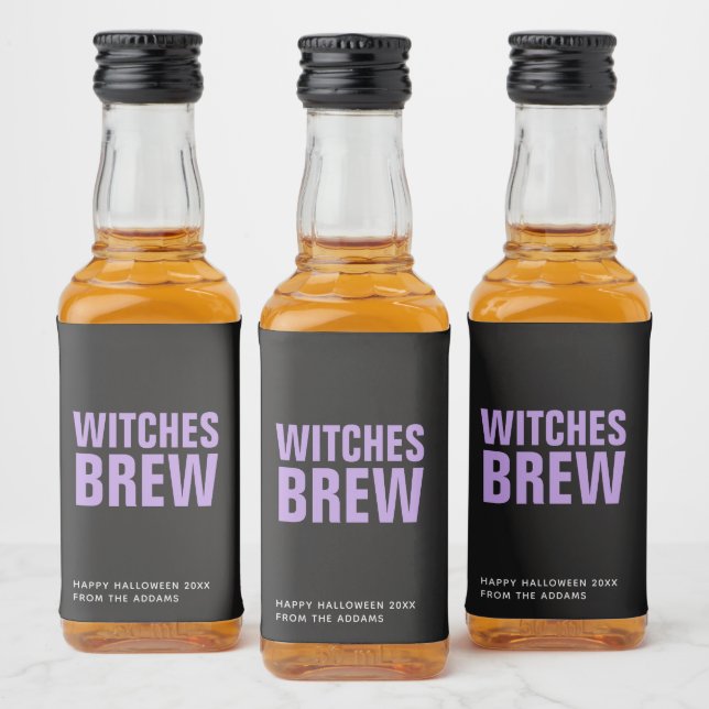 Étiquettes Pour Bouteilles De Liqueur Sorcières d'Halloween personnalisées Brew minimali (Bouteilles)