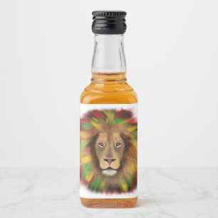 Étiquettes Pour Bouteilles De Liqueur Tête de lion Rasta rouge jaune vert dessin Jamaïqu