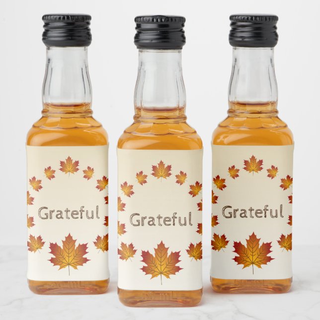 Étiquettes Pour Bouteilles De Liqueur Thanksgiving Wreath Grateful Simple Feuilles d'éra (Bouteilles)