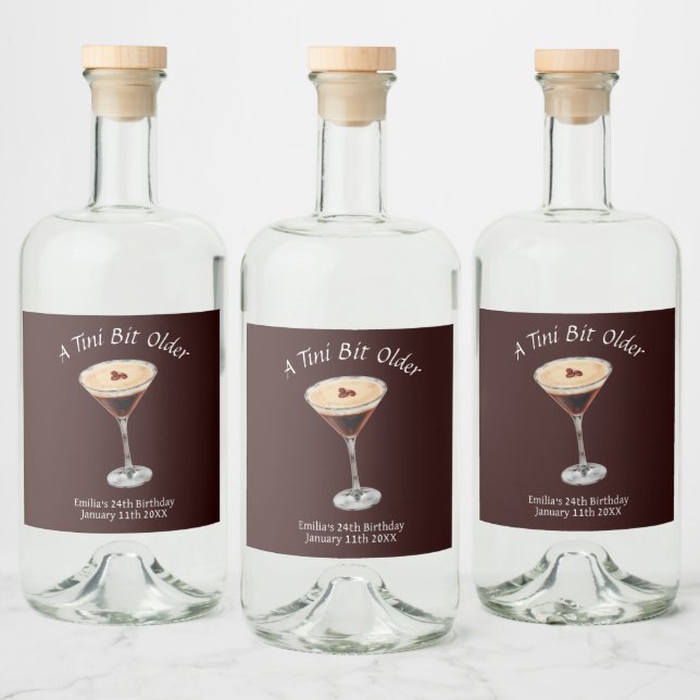 Étiquettes Pour Bouteilles De Liqueur Tini Bit Older - Thème Espresso Martini (Bouteilles)