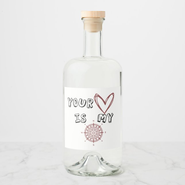 Étiquettes Pour Bouteilles De Liqueur Ton coeur est mon boussole (Devant)