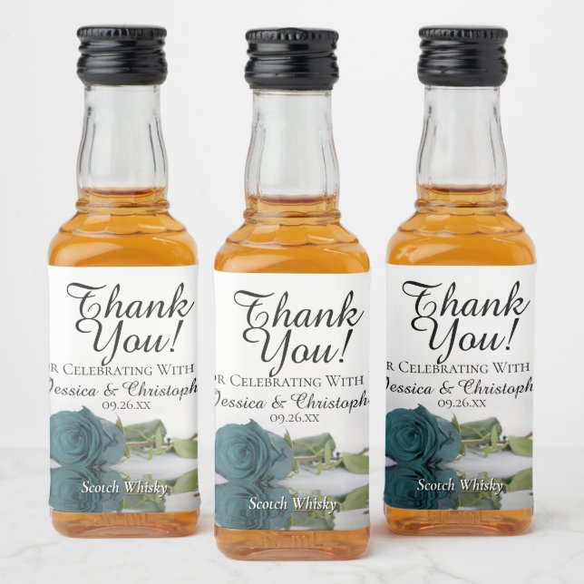 Étiquettes Pour Bouteilles De Liqueur Turquoise classique reflétant le Mariage Rose Merc (Bouteilles)