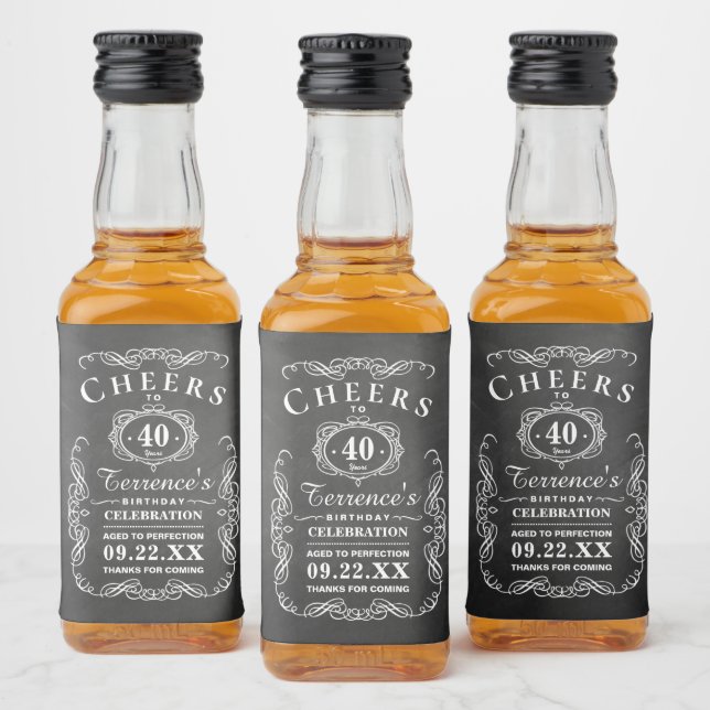 Étiquettes Pour Bouteilles De Liqueur Typographie branchée Chalkboard fête d'anniversair (Bouteilles)