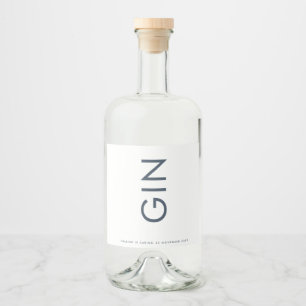 Étiquettes Pour Bouteilles De Liqueur Ultra moderne Gras Gros Monogramme Marine Gin Bleu