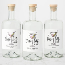 Étiquettes Pour Bouteilles De Liqueur Un peu plus âgé Pink Martini Cocktail Anniversaire