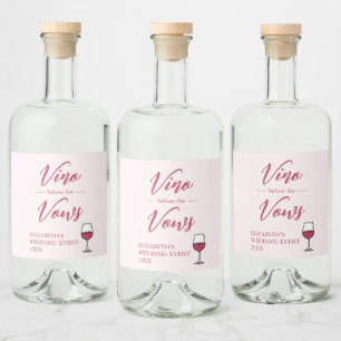Étiquettes Pour Bouteilles De Liqueur Vino Avant La Fête des mariées Vows/Bachelorette