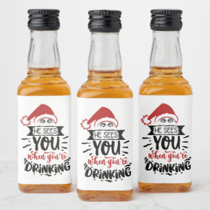 Étiquettes Pour Bouteilles De Liqueur vous voit boire Noël avec plaisir Père Noël