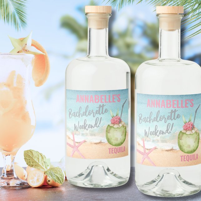 Étiquettes Pour Bouteilles De Liqueur Week-end Mariage tropical (Bachelorette Party Weekend Liquor Bottle Label)