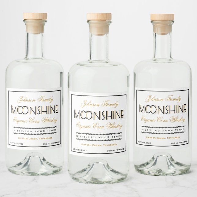 Étiquettes Pour Bouteilles De Liqueur Whiskey Lune noir et or (Bouteilles)