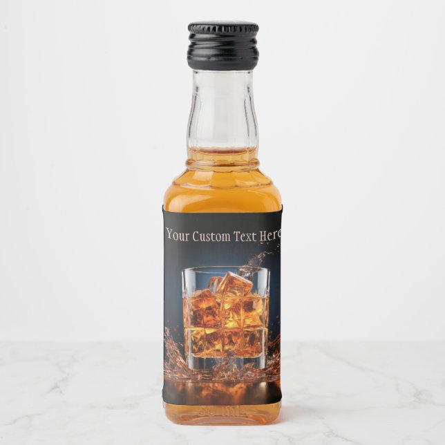 Étiquettes Pour Bouteilles De Liqueur Whiskey Texte Personnalisé Sur Les Rochers (Devant)