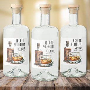 Étiquettes Pour Bouteilles De Liqueur Whisky d'anniversaire pour hommes vieilli à la per