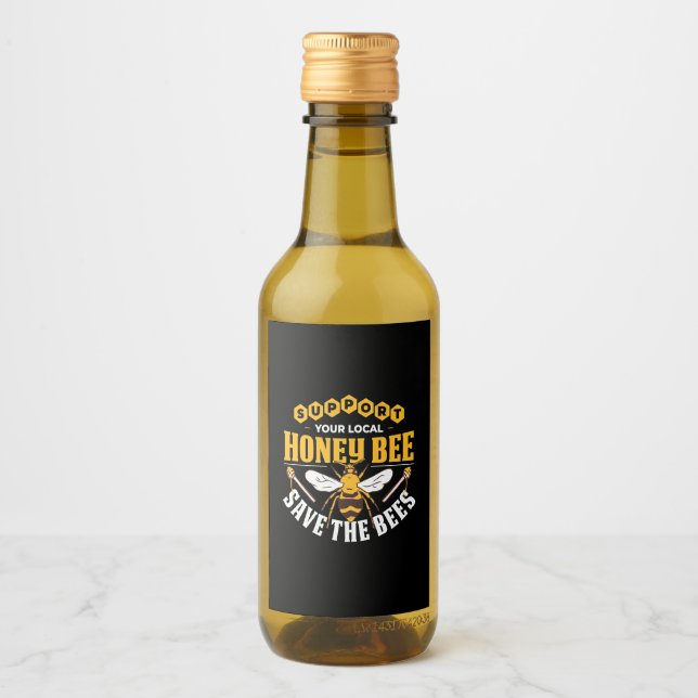 Étiquettes Pour Bouteilles De Vin Abeille de miel sauve les abeilles (Devant)